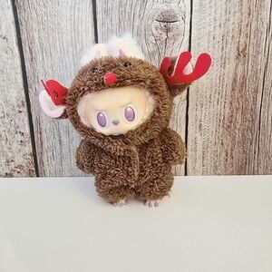Labubu Reindeer Outfit with Red Antlers
